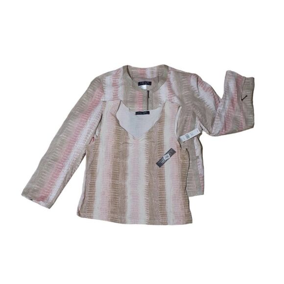 City Girl 2 Pc Women's set Jacket & Blouse Snake Print Pink Multi Color Sz Large - Picture 3 of 11
